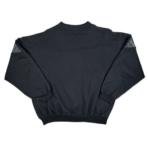 Vintage Leather Knit Double Collar Crewneck Sweater Sweatshirt XL Cut & Sew - Picture 2 of 3